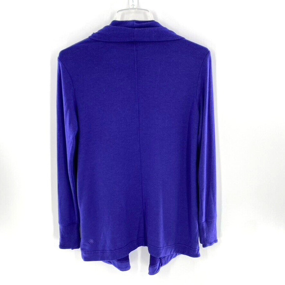 Athleta Tiburon Waterfall Cardigan Sweater Open Front‎ Purple Lagenlook Sz XXS - Picture 2 of 11